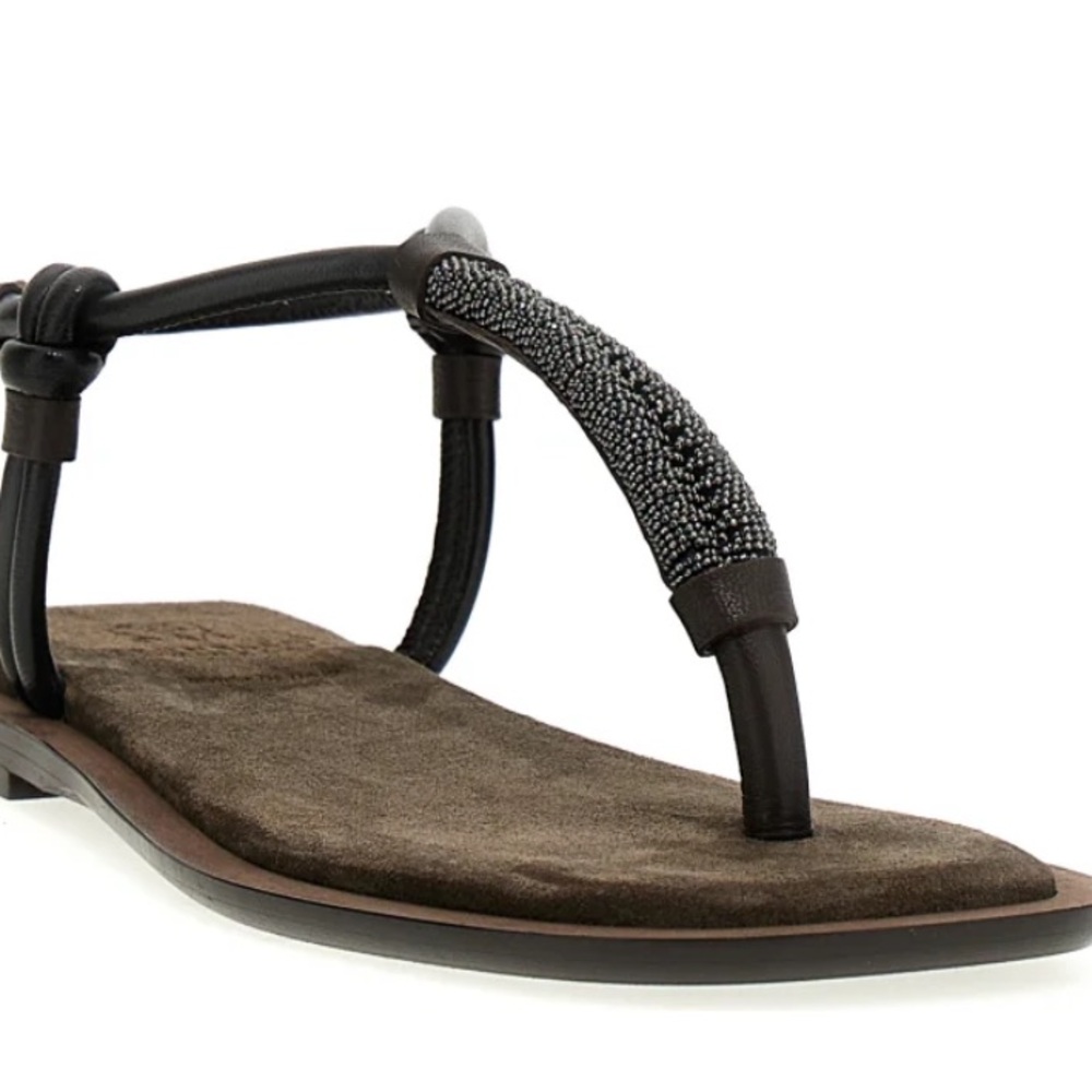 Brunello Cucinelli  Monile Brown and Black Sandals - Picture 3 of 7
